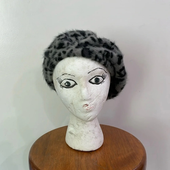 Parkhurst Cheetah Print 80% Angora Hat Beret OSFM - Picture 1 of 5